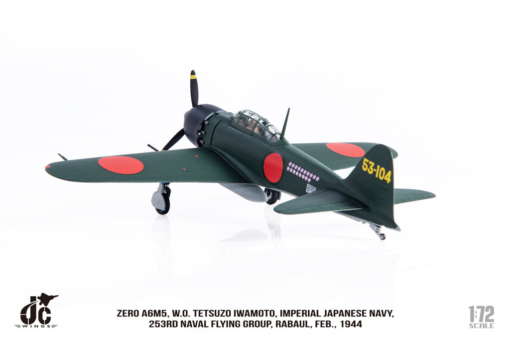 Mitsubishi Zero A6M5 W.O. Tetsuzo Iwamoto Imperial Japanese Navy 253rd Naval Flying Group 1944 Diecast 1:72 Scale Model - JC Wings JCW-72-ZERO-001