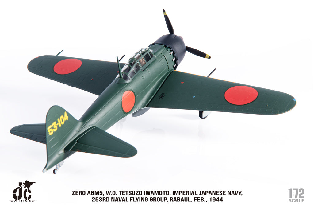 Mitsubishi Zero A6M5 W.O. Tetsuzo Iwamoto Imperial Japanese Navy 253rd Naval Flying Group 1944 Diecast 1:72 Scale Model - JC Wings JCW-72-ZERO-001