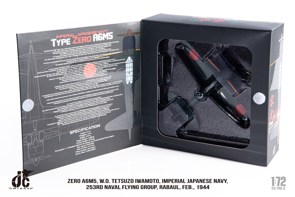 Mitsubishi Zero A6M5 W.O. Tetsuzo Iwamoto Imperial Japanese Navy 253rd Naval Flying Group 1944 Diecast 1:72 Scale Model - JC Wings JCW-72-ZERO-001