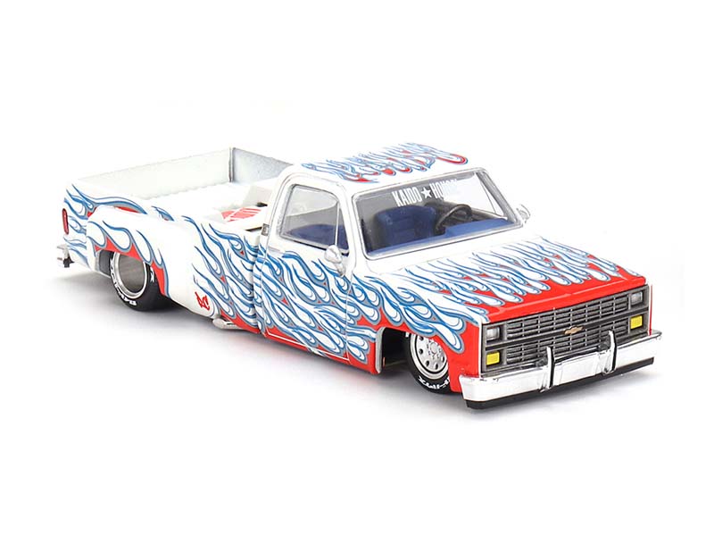 PRE-ORDER Chevrolet Silverado Dually on Fire V2 – White Flames (Kaido House x Mini GT) Diecast 1:64 Scale Model - TSM KHMG157