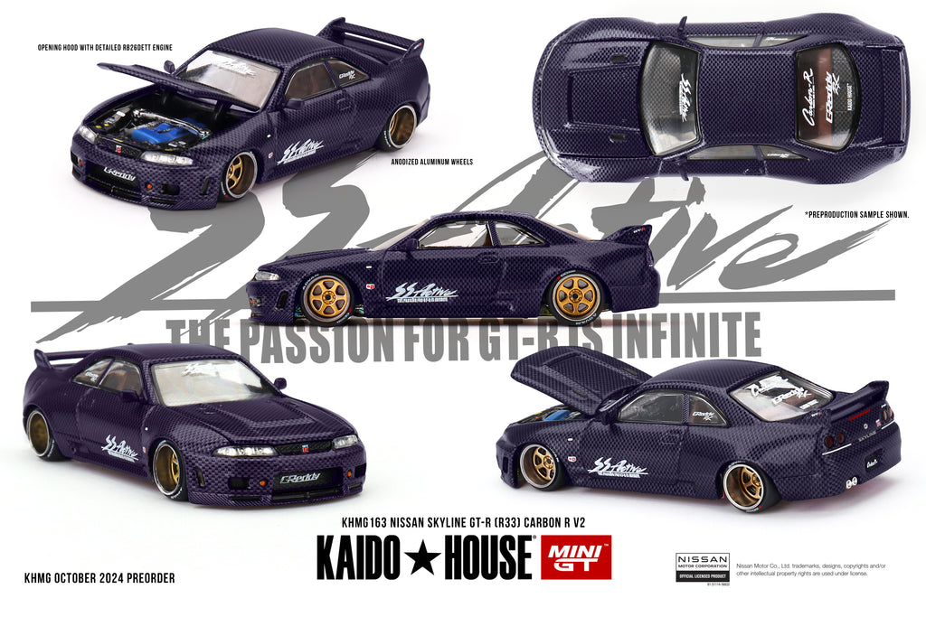 PRE-ORDER Nissan Skyline GT-R (R33) Active Carbon R V2 – Purple Carbon (Kaido House x Mini GT) Diecast 1:64 Scale Model - TSM KHMG163