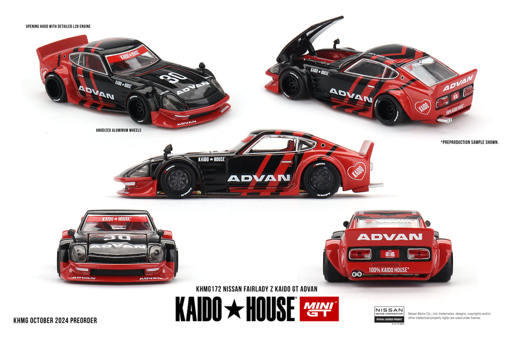 PRE-ORDER Nissan Fairlady Z Kaido GT ADVAN – Black (Kaido House x Mini GT) Diecast 1:64 Scale Model - TSM KHMG172