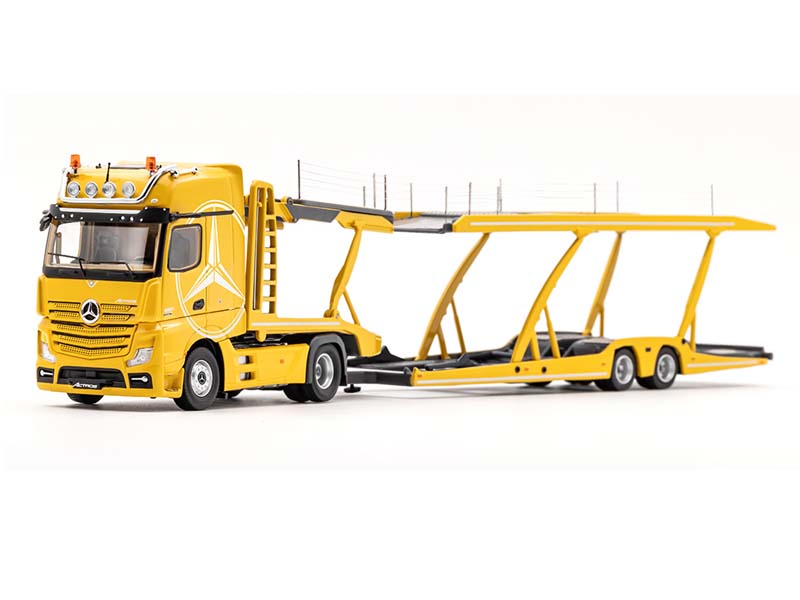 PRE-ORDER Mercedes-Benz AMG Actros Auto Transporter – Yellow Diecast 1:64 Scale Model - GCD KS-069-402