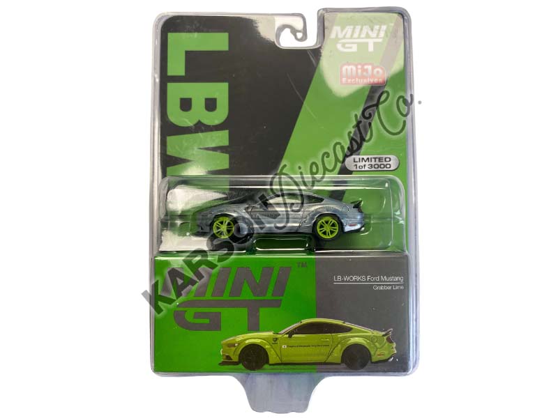 CHASE LB-WORKS Ford Mustang Grabber Lime (Mini GT) Diecast 1:64 Model - True Scale Miniatures MGT00426