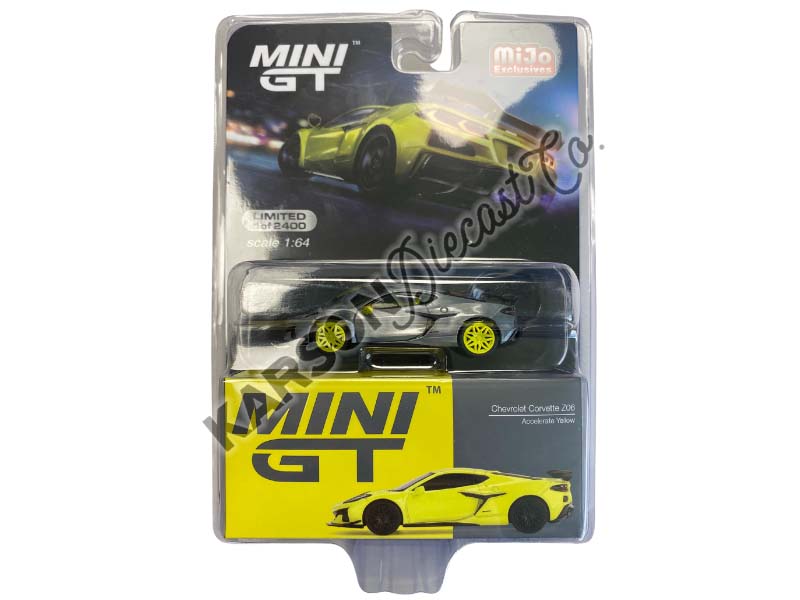 CHASE 2023 Chevrolet Corvette Z06 - Accelerate Yellow (Mini GT) Diecast 1:64 Scale Model - TSM MGT00441