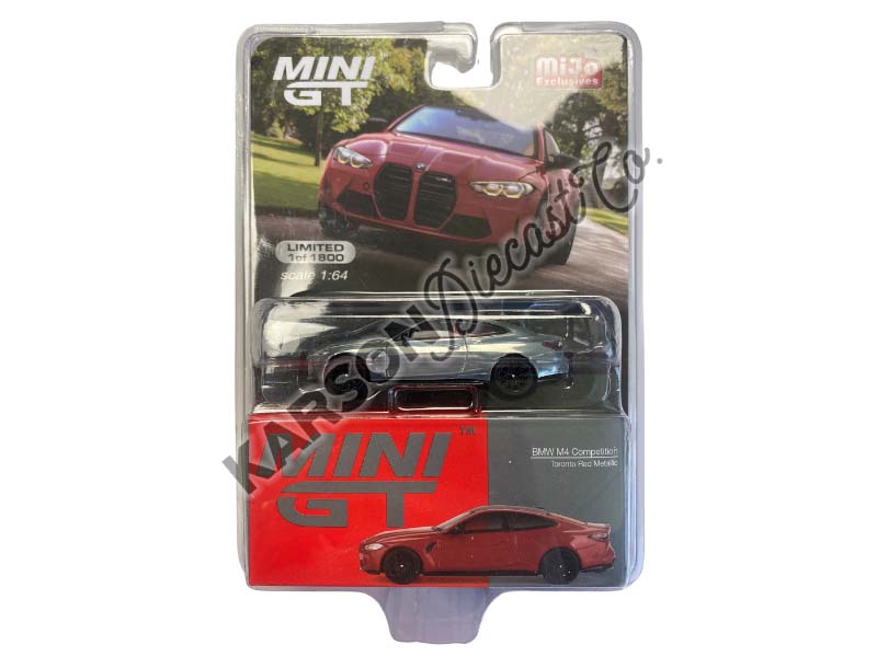 CHASE BMW M4 Competition (G82) Toronto Red Metallic LHD (Mini GT) Diecast 1:64 Scale Models - TSM MGT00566