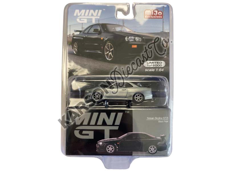 CHASE Nissan Skyline GT-R (R34) V-Spec Black Pearl (Mini GT) Diecast 1:64 Scale Models - TSM MGT00570