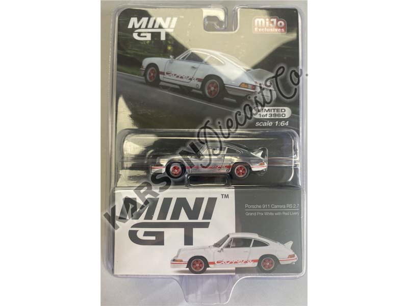 CHASE Porsche 911 Carrera RS 2.7 Grand Prix White w/ Red Livery (Mini GT) Diecast 1:64 Scale Model - TSM MGT00612