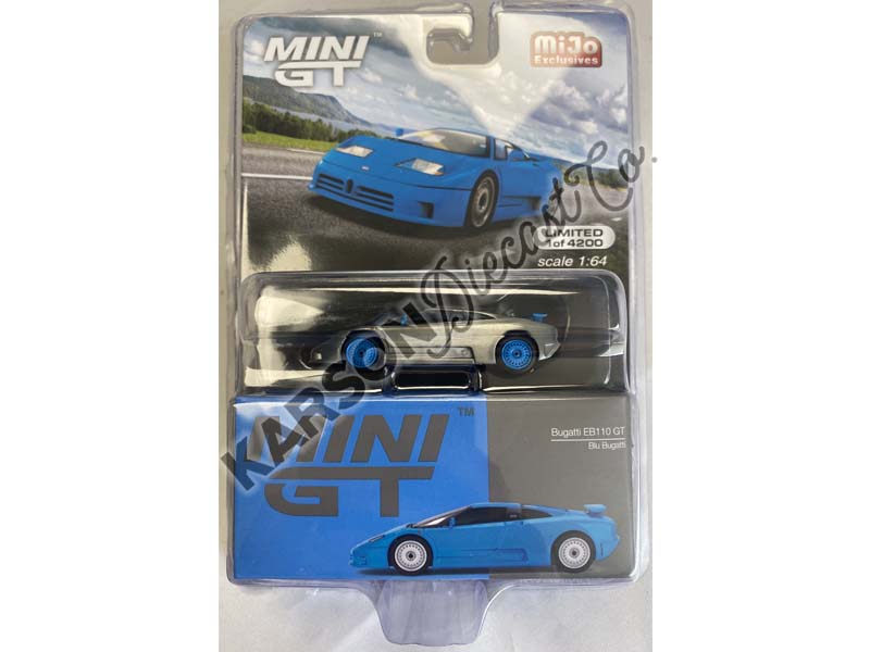 CHASE Bugatti EB110 GT Blue Bugatti (Mini GT) Diecast 1:64 Scale Model - TSM MGT00644