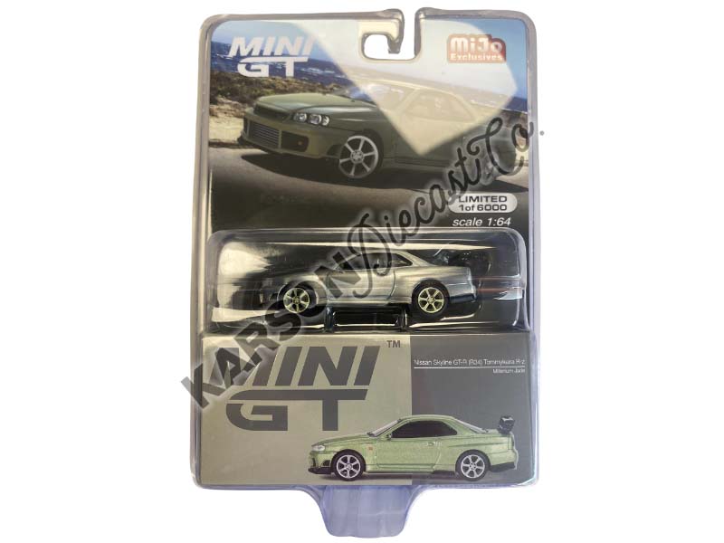 CHASE Nissan Skyline GT-R (R34) Tommykaira R-z Millenium – Jade (Mini GT) Diecast 1:64 Scale Model - TSM MGT00697