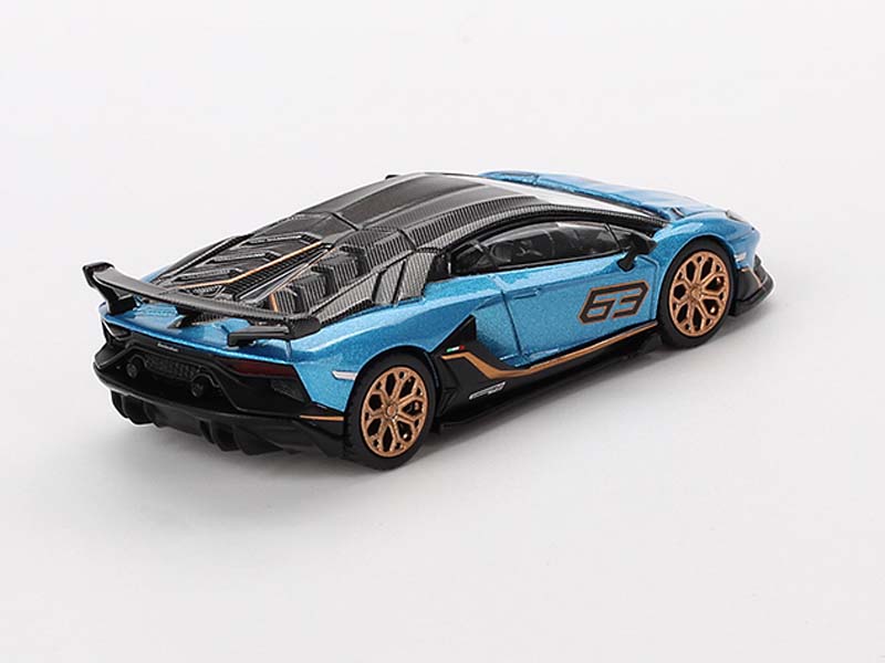 PRE-ORDER Lamborghini Aventador SVJ 63 – Blu Aegir (Mini GT) Diecast 1:64 Scale Model - TSM MGT00784