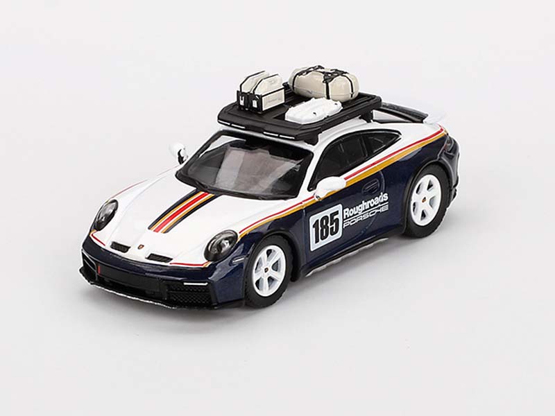 PRE-ORDER Porsche 911 Dakar Rallye Design Package White/Gentian Blue Metallic (Mini GT) Diecast 1:64 Scale Model - TSM MGT00805