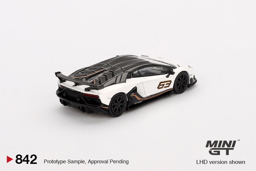 PRE-ORDER Lamborghini Aventador SVJ 63 – Bianco Asopo (Mini GT) Diecast 1:64 Scale Model - TSM MGT00842