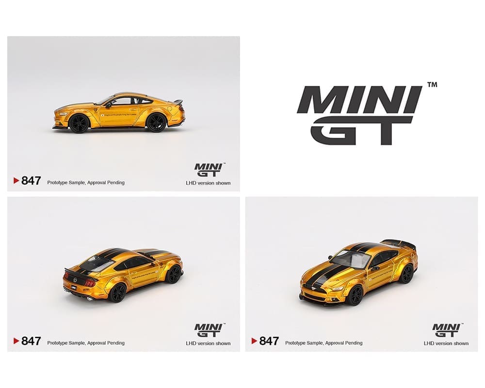 PRE-ORDER LB-Works Ford Mustang – LB Gold (Mini GT) Diecast 1:64 Scale Model - TSM MGT00847