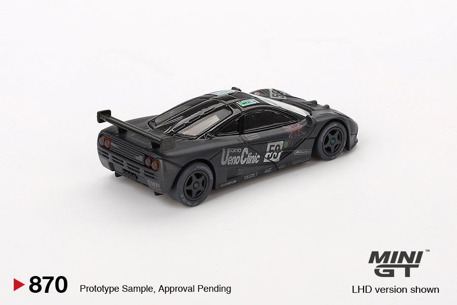 PRE-ORDER McLaren F1 GTR #59 1995 Le Mans 24Hr Winner – Post-Race Weathered Matte Black (Mini GT) Diecast 1:64 Scale Model - TSM MGT00870