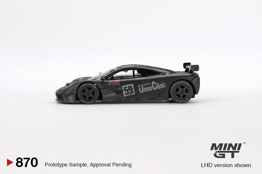 PRE-ORDER McLaren F1 GTR #59 1995 Le Mans 24Hr Winner – Post-Race Weathered Matte Black (Mini GT) Diecast 1:64 Scale Model - TSM MGT00870