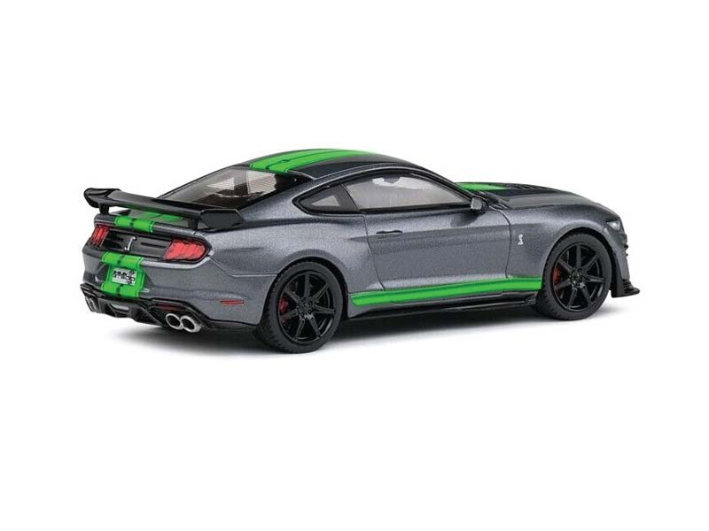 2020 Ford Mustang Shelby GT500 - Carbonizes Grey w/ Neon Green Stripes Diecast 1:18 Scale Model - Solido S1805911