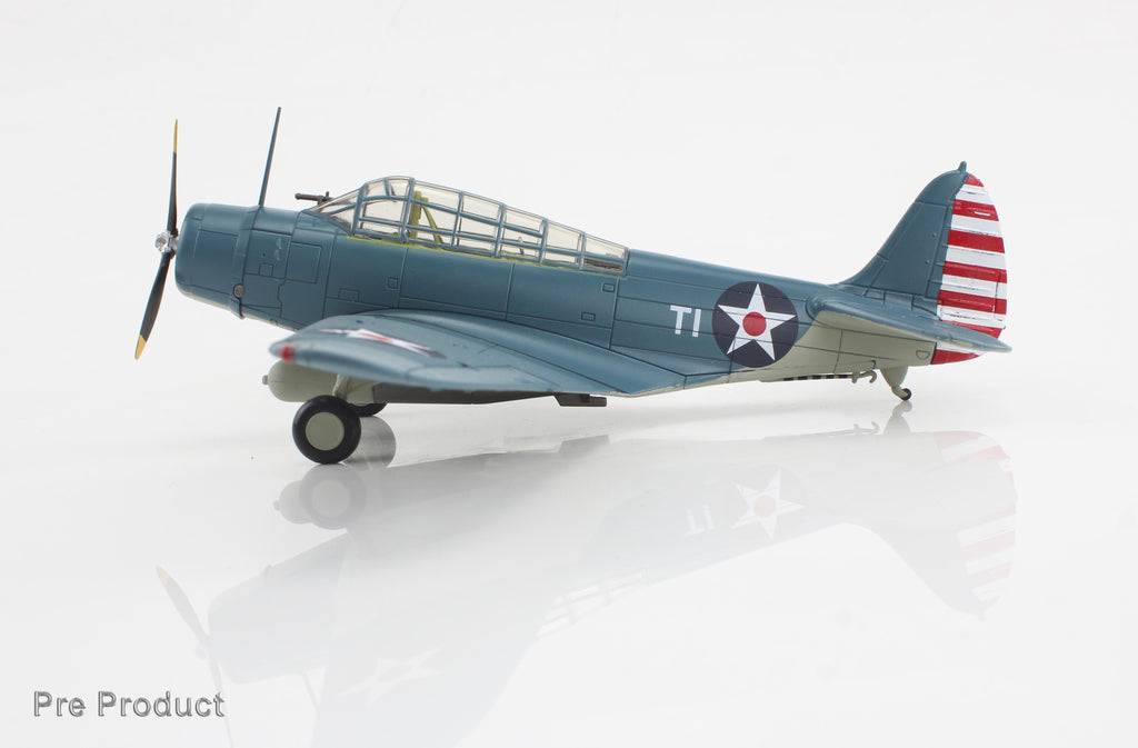 Douglas TBD-1 Devastator Battle of Coral Sea T-1, Lt. Cdr. James Brett VT-2 USS Lexington May 1942 Diecast 1:72 Scale Model - Hobby Master SM8011