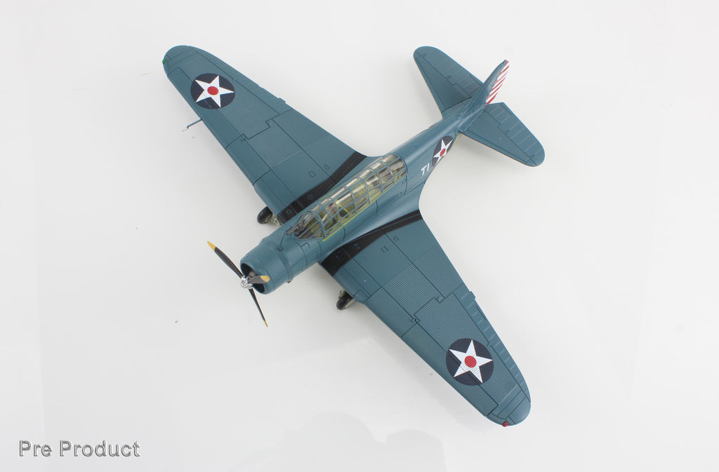 Douglas TBD-1 Devastator Battle of Coral Sea T-1, Lt. Cdr. James Brett VT-2 USS Lexington May 1942 Diecast 1:72 Scale Model - Hobby Master SM8011