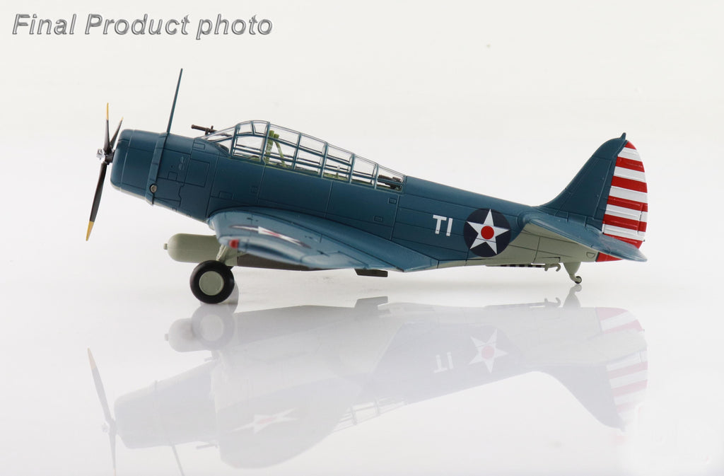 Douglas TBD-1 Devastator Battle of Coral Sea T-1, Lt. Cdr. James Brett VT-2 USS Lexington May 1942 Diecast 1:72 Scale Model - Hobby Master SM8011