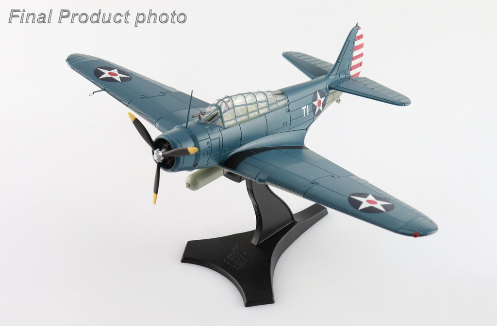 Douglas TBD-1 Devastator Battle of Coral Sea T-1, Lt. Cdr. James Brett VT-2 USS Lexington May 1942 Diecast 1:72 Scale Model - Hobby Master SM8011