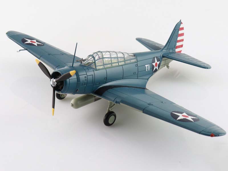 Douglas TBD-1 Devastator Battle of Coral Sea T-1, Lt. Cdr. James Brett VT-2 USS Lexington May 1942 Diecast 1:72 Scale Model - Hobby Master SM8011