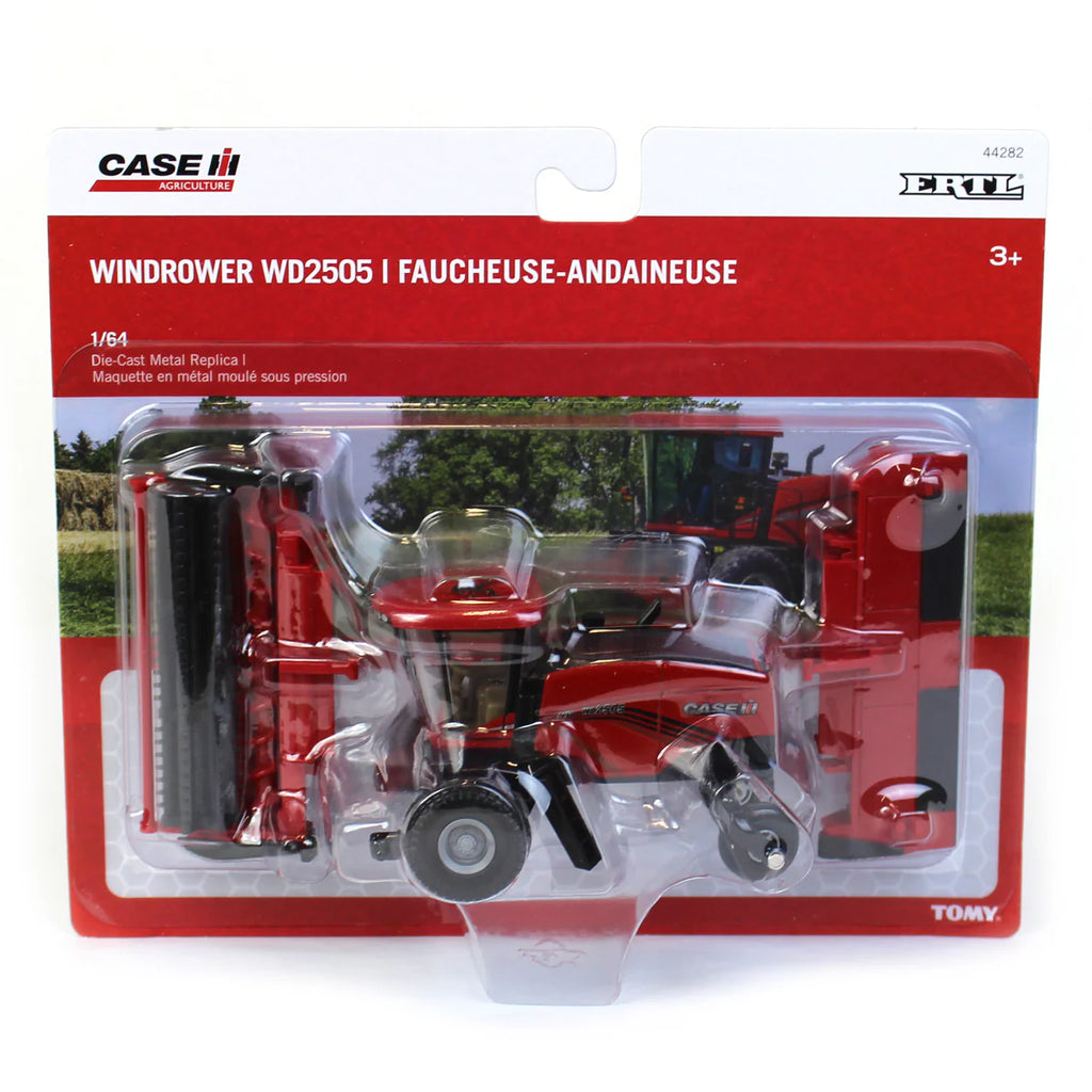 Case IH WD2505 Windrower w/ RD165 Rotary Head and Sickle Bar Head Diecast 1:64 Scale Model - ERTL ZFN44282