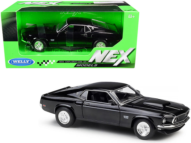 1969 Ford Mustang Boss 429 Black "NEX Models" 1:24 Diecast Model Car - Welly 24067BK