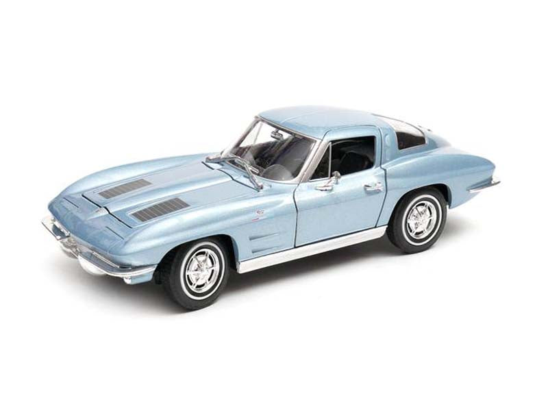 1963 Chevrolet Corvette Metallic Light Blue Diecast 1:24-1:27 Scale Model Car - Welly 24073BL