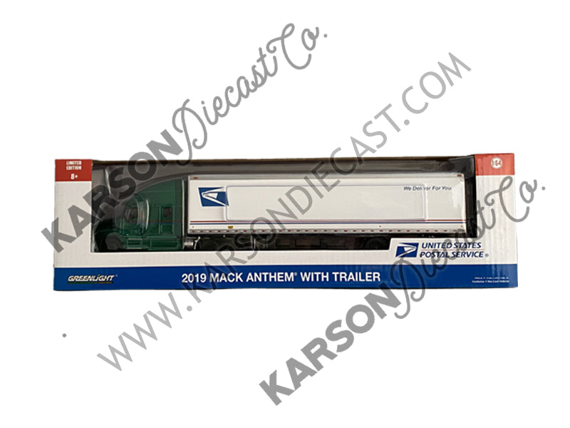 2019 Mack Anthem 18 Wheeler Tractor-Trailer "USPS" (United States Postal Service) "We Deliver For You" 1:64 Diecast Model - Greenlight 30090-CHASE