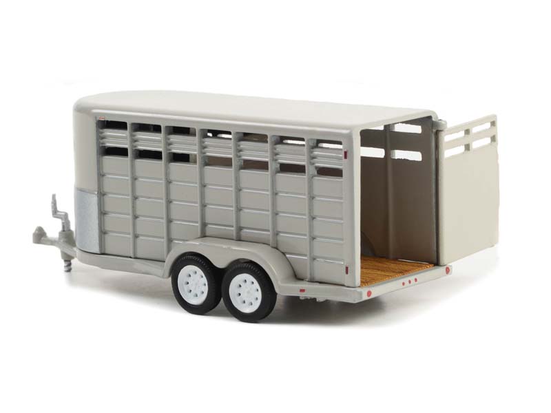 CHASE Hitch & Tow Trailers - 14-Foot Livestock Trailer - Gray (Hobby Exclusive) Diecast 1:64 Scale Model - Greenlight 30424