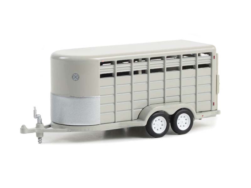 CHASE Hitch & Tow Trailers - 14-Foot Livestock Trailer - Gray (Hobby Exclusive) Diecast 1:64 Scale Model - Greenlight 30424