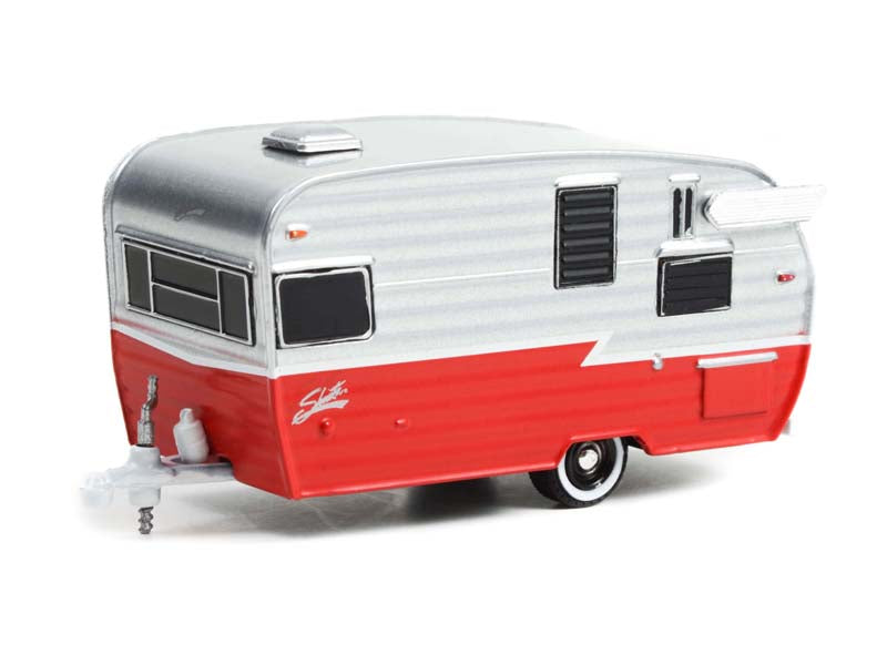 CHASE Shasta Airflyte - Polished Aluminum and Red (Hitched Homes Series 12) Diecast 1:64 Scale Model - Greenlight 34120F