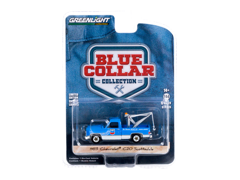 CHASE 1983 Chevrolet C20 Scottsdale w/ Drop-in Tow Hook (Blue Collar Series 9) Diecast 1:64 Scale Model - Greenlight 35200D