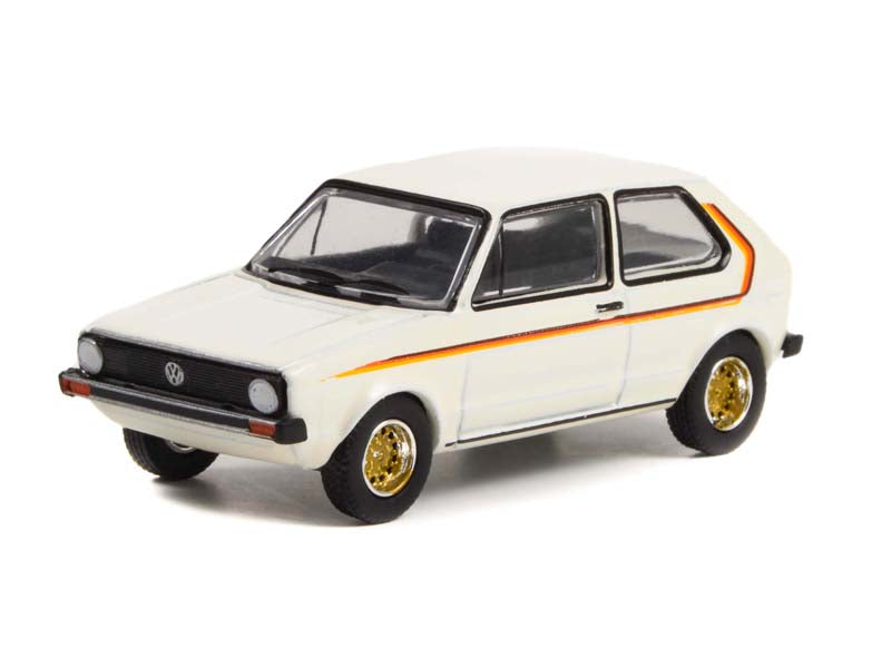 CHASE 1975 Volkswagen Rabbit - Pastel White w/ Custom Stripes (Club Vee-Dub) Series 14 Diecast 1:64 Scale Model - Greenlight 36050D