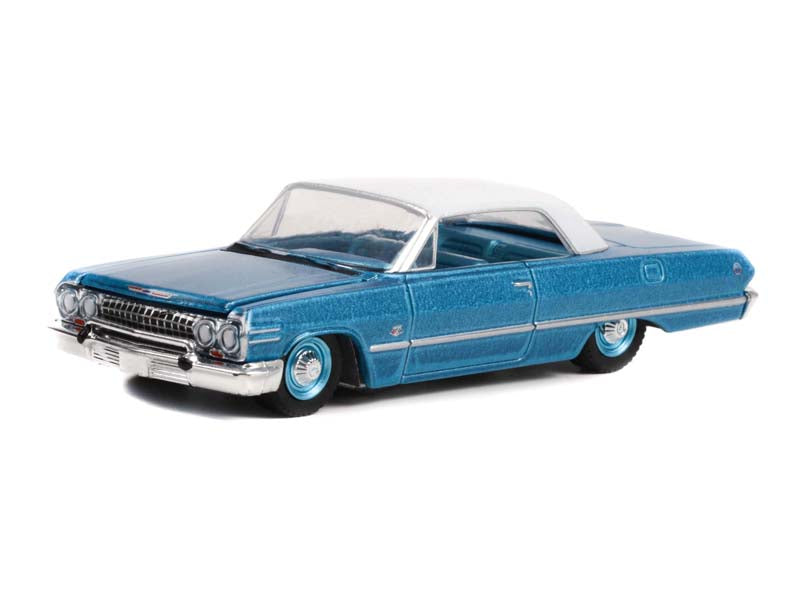 CHASE 1963 Chevrolet Impala SS 409 Convertible - Azure Aqua Poly (Scottsdale Edition) Series 10 Diecast 1:64 Scale Model - Greenlight 37260B