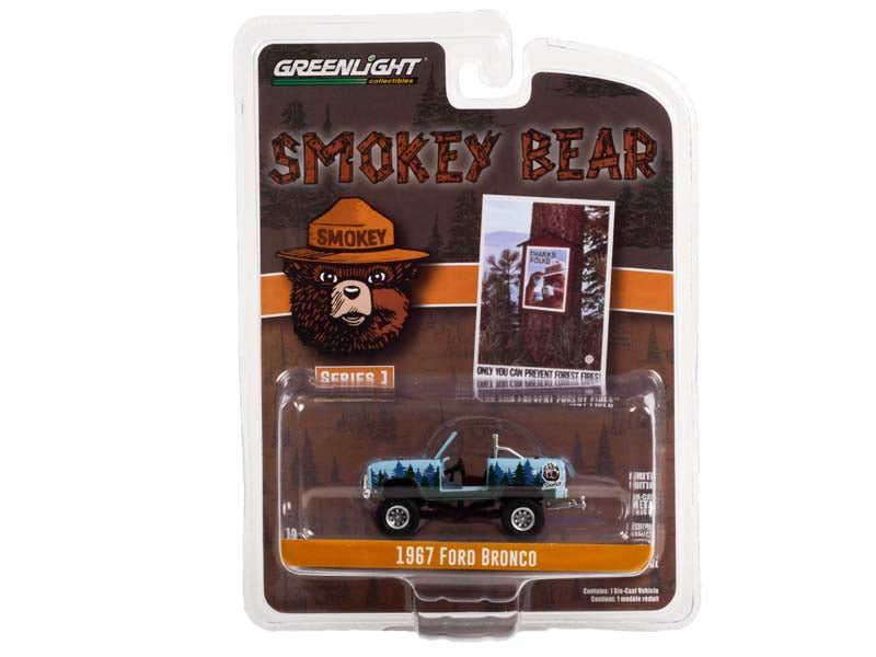 CHASE 1967 Ford Bronco (Doors Removed) - Only You Can Prevent Forest Fires (Smokey Bear) Series 1 Diecast 1:64 Scale Model - Greenlight 38020C