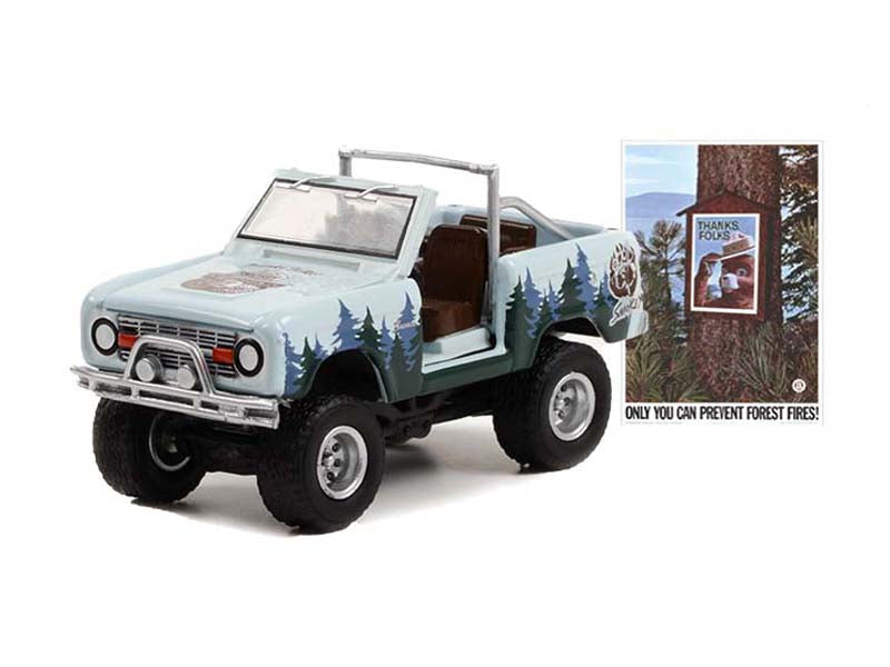 CHASE 1967 Ford Bronco (Doors Removed) - Only You Can Prevent Forest Fires (Smokey Bear) Series 1 Diecast 1:64 Scale Model - Greenlight 38020C