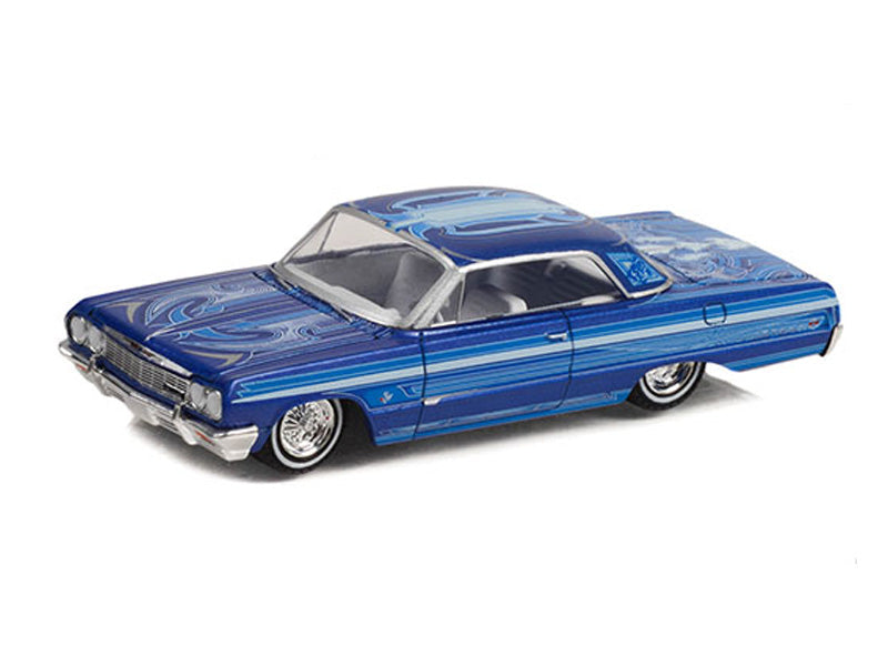 CHASE 1964 Chevrolet Impala SS Lowrider - Blue (MiJo Exclusives) Diecast 1:64 Model - Greenlight 51463