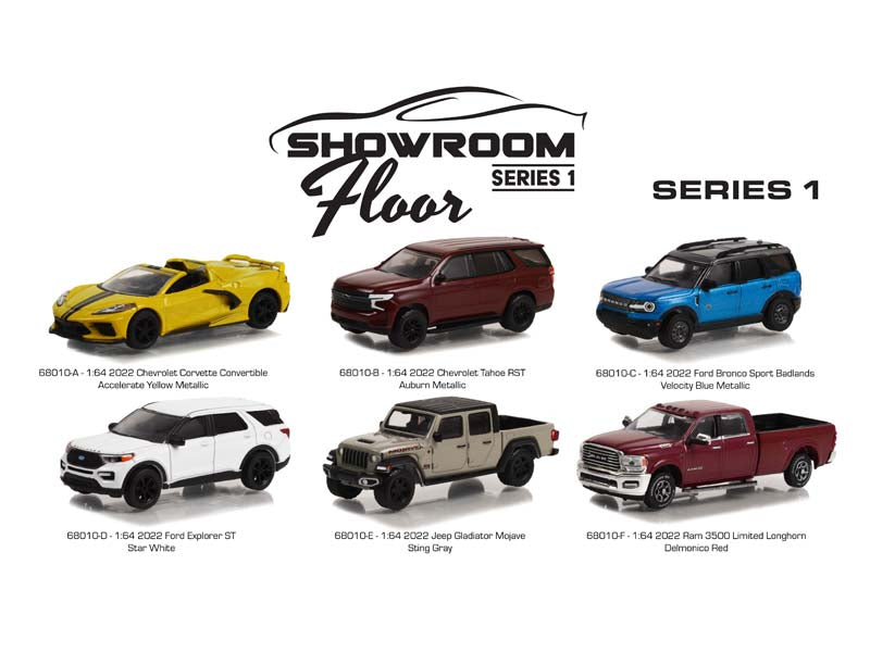 Showroom Floor) Series 1 SET OF 6 Diecast 1:64 Scale Model Cars
