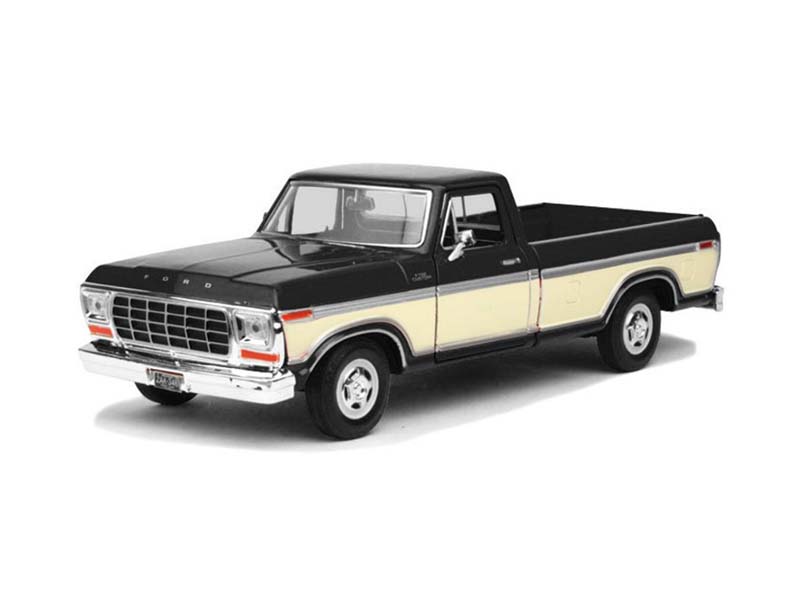 1979 Ford F-150 Pickup Truck Black / Cream (Timeless Legends) Diecast 1:24 Scale Model - Motormax 79346BKCRM