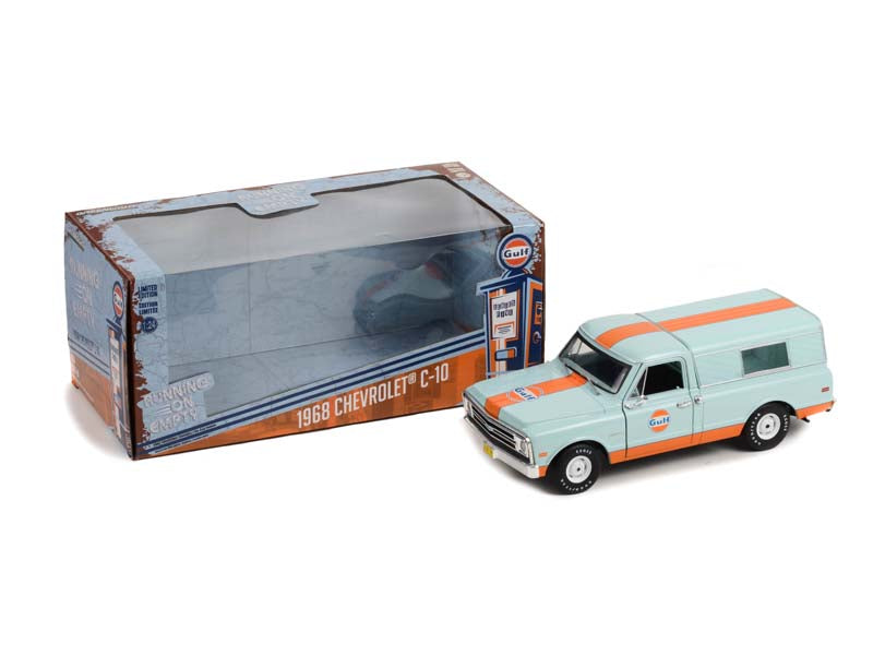 1968 Chevrolet C-10 with Camper Shell - Gulf Oil (Running On Empty) Series  5 Diecast 1:24 Scale Model - Greenlight 85062