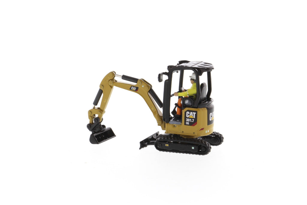 CAT Caterpillar 301.7 CR Mini Hydraulic Excavator (Next Generation) w/ Attachments 1:50 Scale Model - Diecast Masters 85597