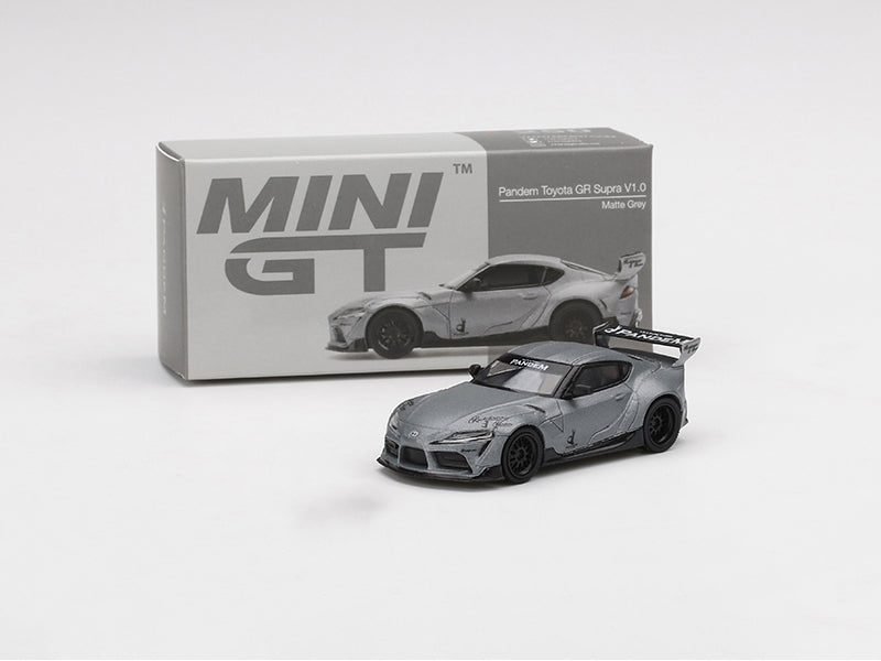 CHASE Toyota Pandem GR Supra V1.0 Matte Gray Metallic Limited to 2400 pcs (Mini GT) Diecast 1:64 Model Car - True Scale Miniatures MGT00250