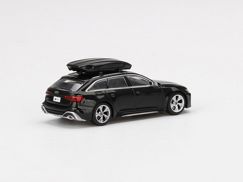 CHASE Audi RS 6 Avant w/ Roof Box - Mythos Black Metallic Limited to 2400 pcs (MINI GT) Diecast 1:64 Model Car - True Scale Miniatures MGT00257