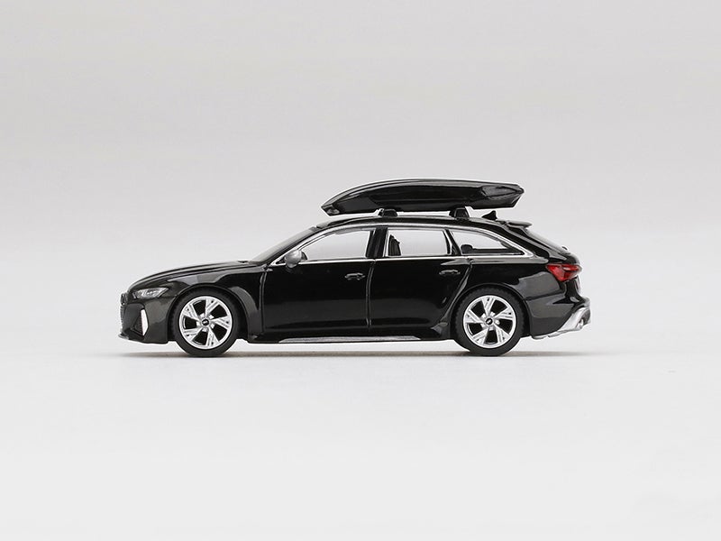 CHASE Audi RS 6 Avant w/ Roof Box - Mythos Black Metallic Limited to 2400 pcs (MINI GT) Diecast 1:64 Model Car - True Scale Miniatures MGT00257