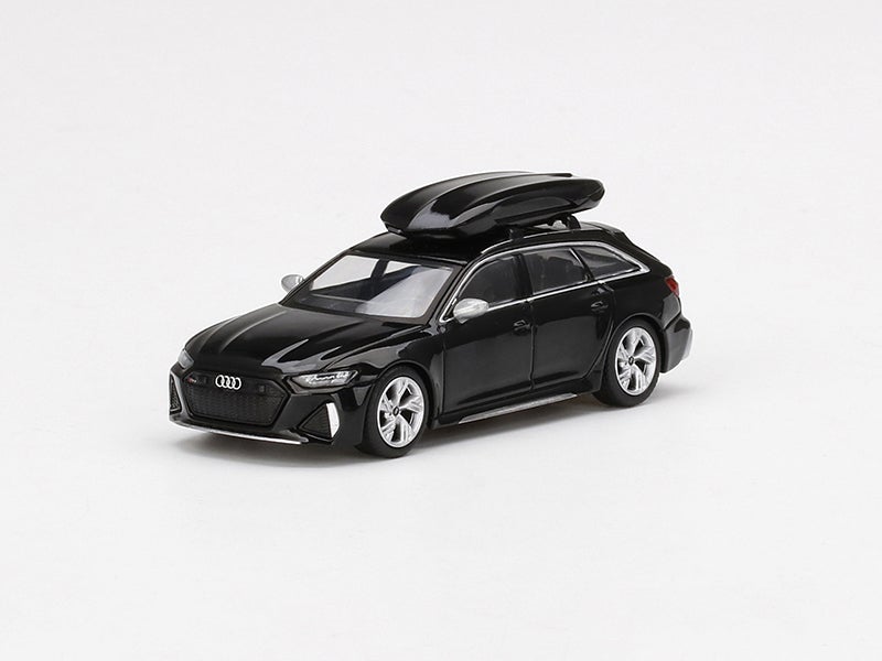 CHASE Audi RS 6 Avant w/ Roof Box - Mythos Black Metallic Limited to 2400 pcs (MINI GT) Diecast 1:64 Model Car - True Scale Miniatures MGT00257